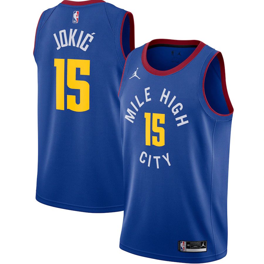 Men Denver Nuggets #15 Nikola Jokic Jordan Brand Blue Swingman NBA Jersey->denver nuggets->NBA Jersey